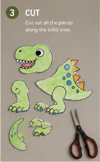 Dinosaur Paper Craft for Kids – Printable DIY 🦖