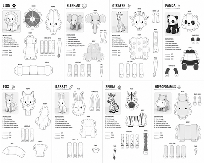 Foldoraz 3D Paper Animals – Printable Kids Craft