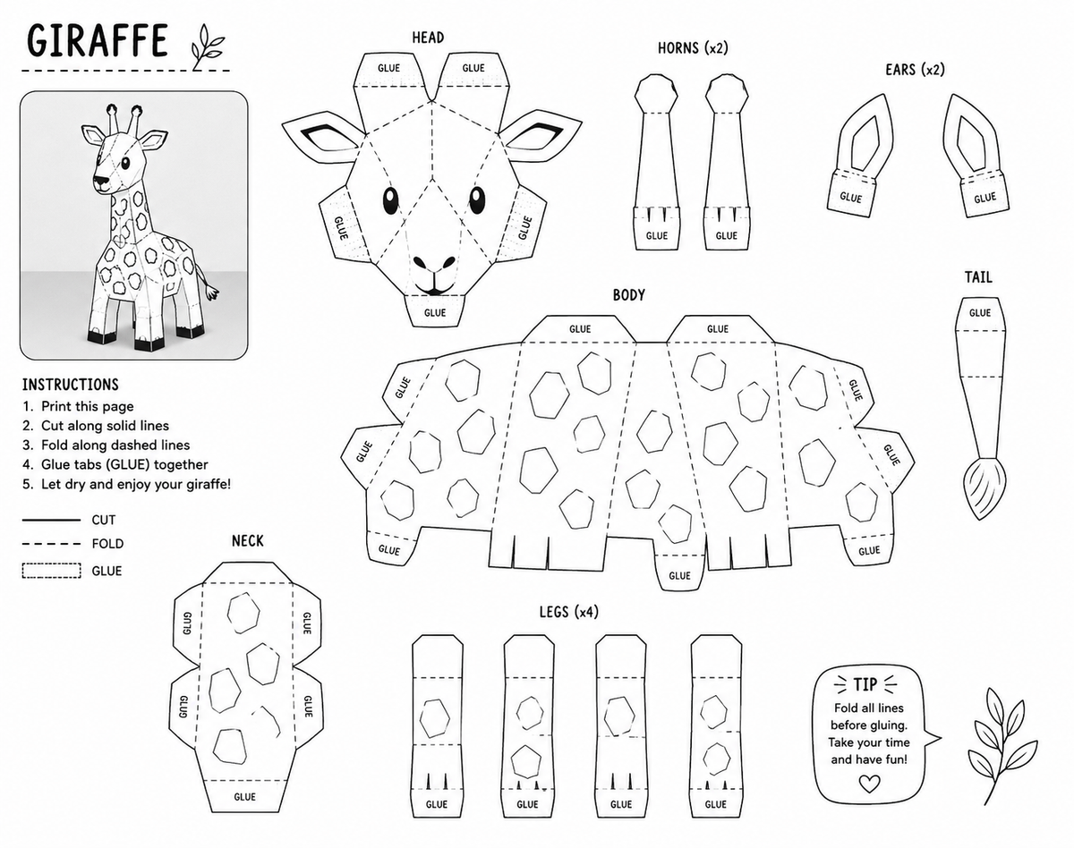 Foldoraz 3D Paper Animals – Printable Kids Craft
