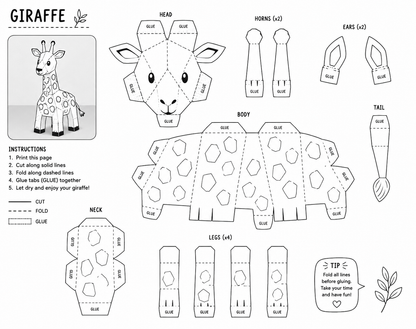 Foldoraz 3D Paper Animals – Printable Kids Craft