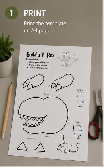 Dinosaur Paper Craft for Kids – Printable DIY 🦖