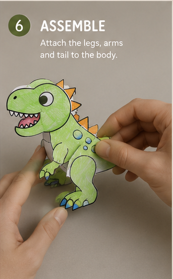 Dinosaur Paper Craft for Kids – Printable DIY 🦖